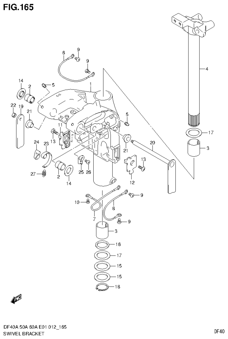 Suzuki DF40AST, DF50A, DF50ATH SWIVEL BRACKET (DF60ATH E1) parts diagram